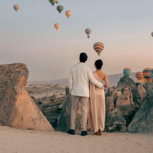 A view from a valley of Cappadocia